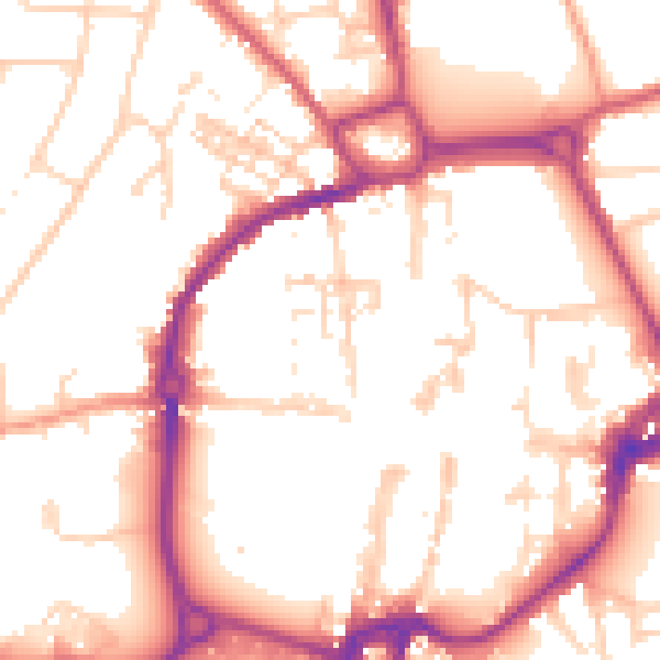 Daytime road noise heatmap for PO19 1AX