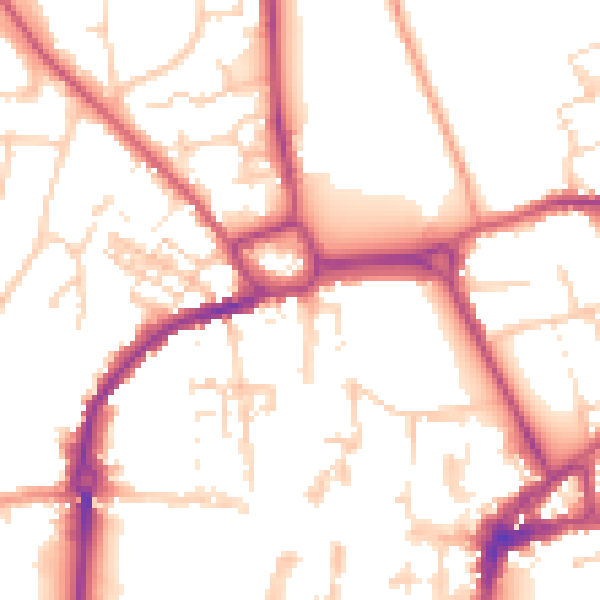 Daytime road noise heatmap for PO19 1BA