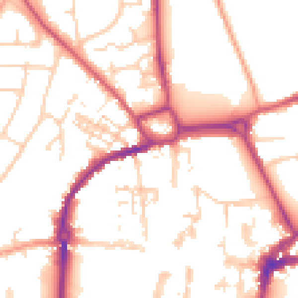 Daytime road noise heatmap for PO19 1BP