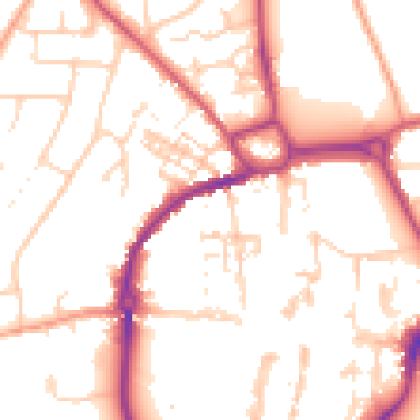 Daytime road noise heatmap for PO19 1DA