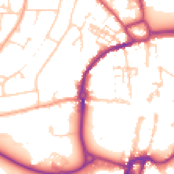 Daytime road noise heatmap for PO19 1DB