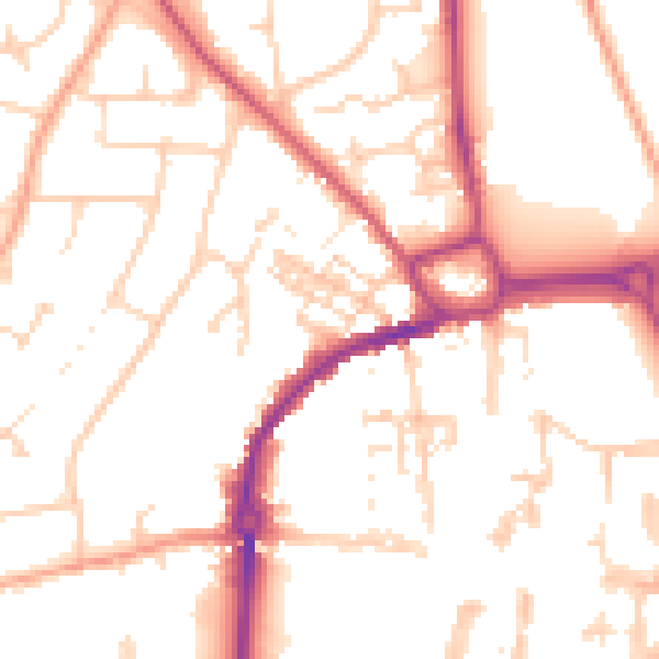 Daytime road noise heatmap for PO19 1DG