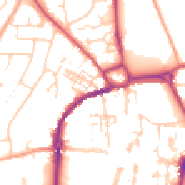 Daytime road noise heatmap for PO19 1DH
