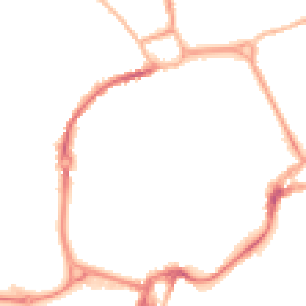 Night-time road noise heatmap for PO19 1DL