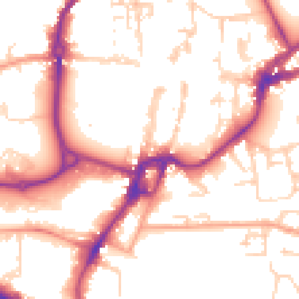Daytime road noise heatmap for PO19 1DT