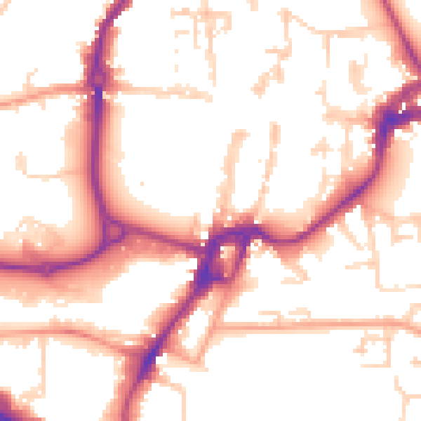 Daytime road noise heatmap for PO19 1EU