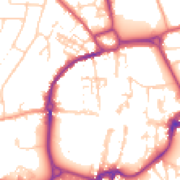 Daytime road noise heatmap for PO19 1QL