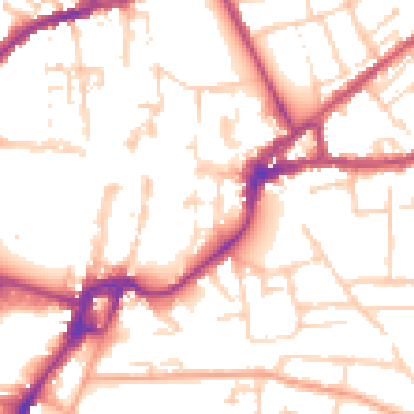 Daytime road noise heatmap for PO19 1UG