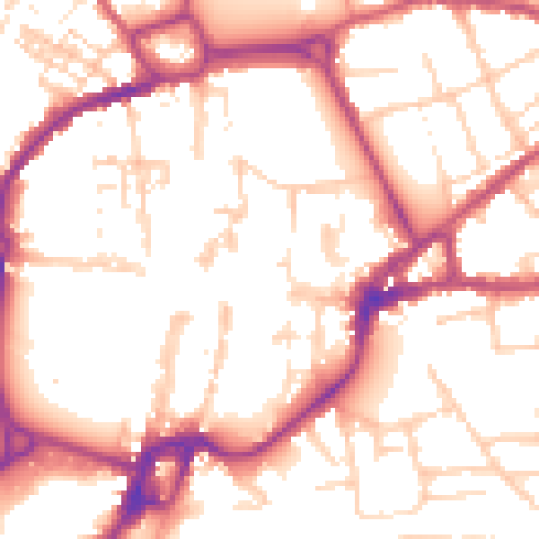 Daytime road noise heatmap for PO19 1YA