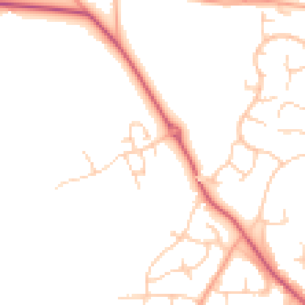 Daytime road noise heatmap for PO19 3FL