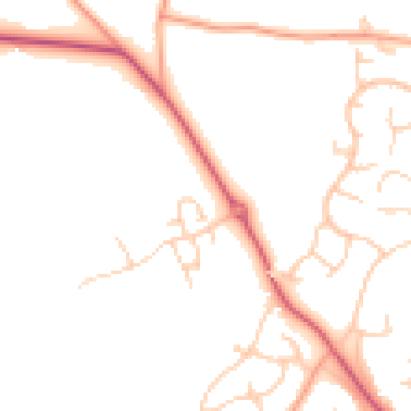 Daytime road noise heatmap for PO19 3FX