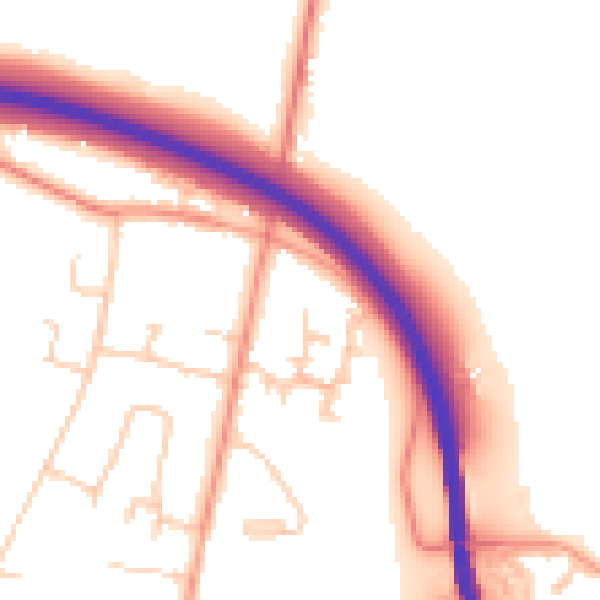Daytime road noise heatmap for PO19 3SB