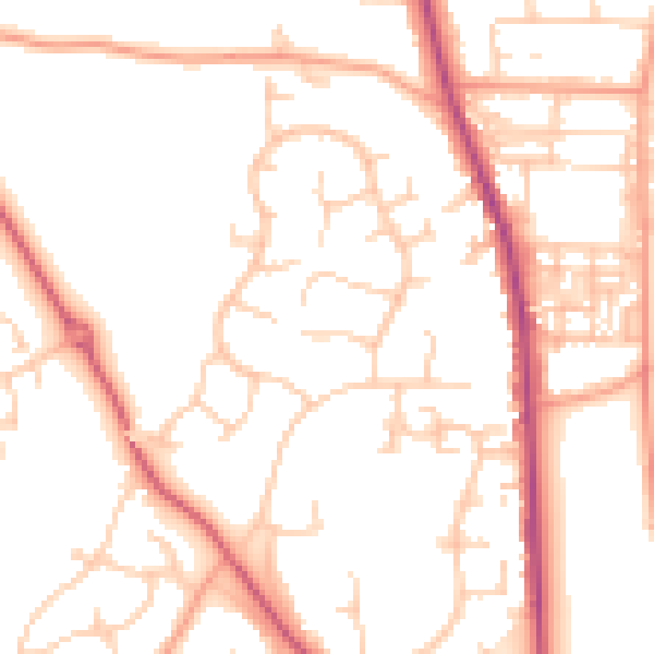Daytime road noise heatmap for PO19 5DL
