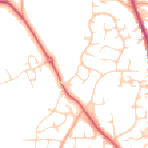 Daytime road noise heatmap for PO19 5EF