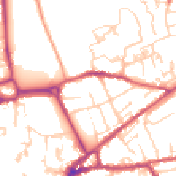 Daytime road noise heatmap for PO19 6FG