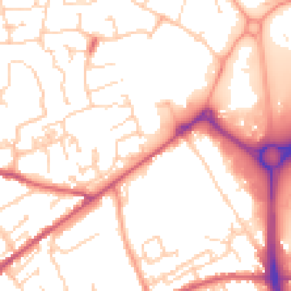 Daytime road noise heatmap for PO19 6XQ