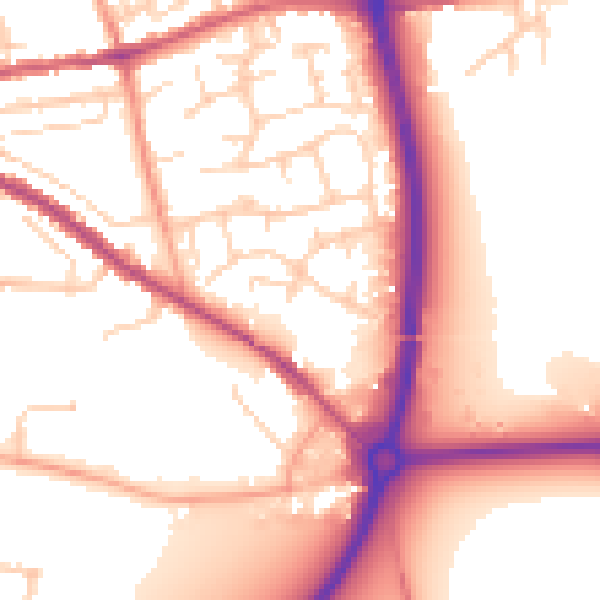 Daytime road noise heatmap for PO19 7BZ