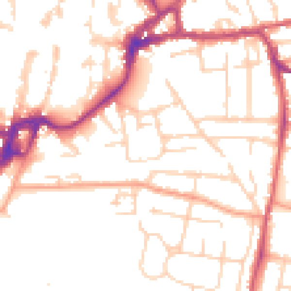 Daytime road noise heatmap for PO19 7DP