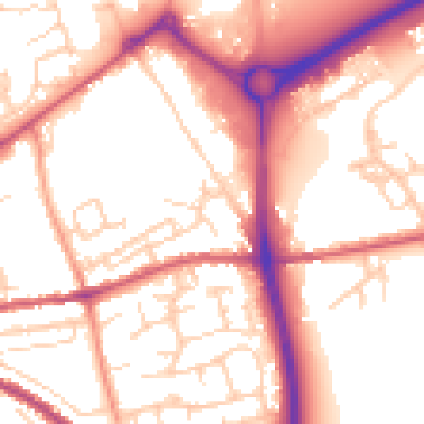 Daytime road noise heatmap for PO19 7JF