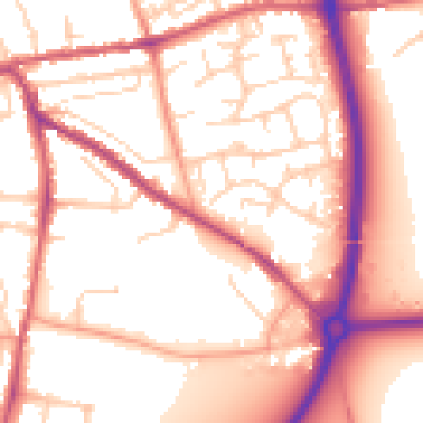 Daytime road noise heatmap for PO19 7XU