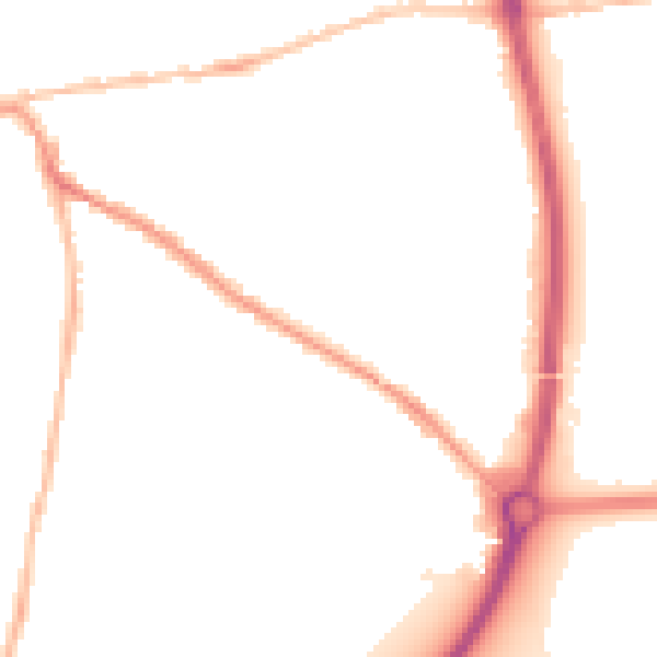 Night-time road noise heatmap for PO19 7XU