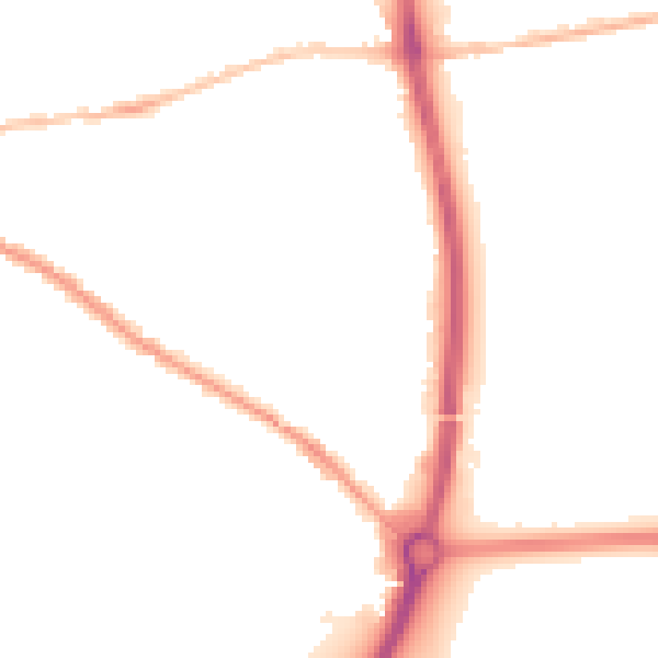 Night-time road noise heatmap for PO19 7YB