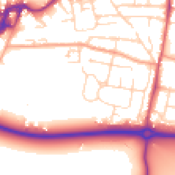 Daytime road noise heatmap for PO19 8BW