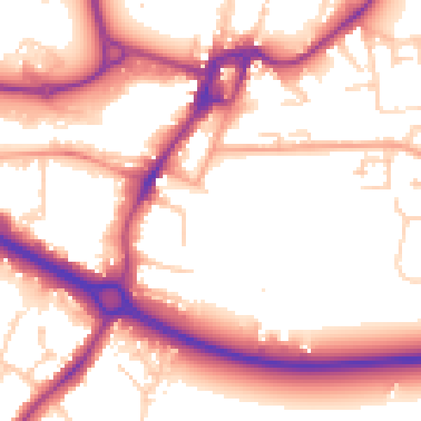 Daytime road noise heatmap for PO19 8EY