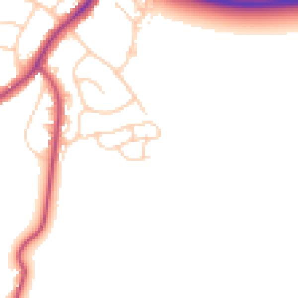 Daytime road noise heatmap for PO19 8GL