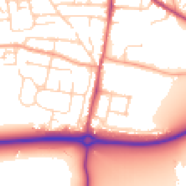 Daytime road noise heatmap for PO19 8JG