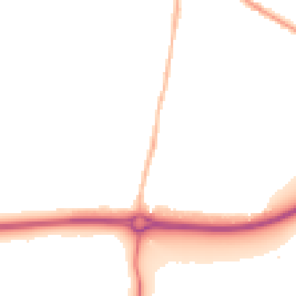 Night-time road noise heatmap for PO19 8JG