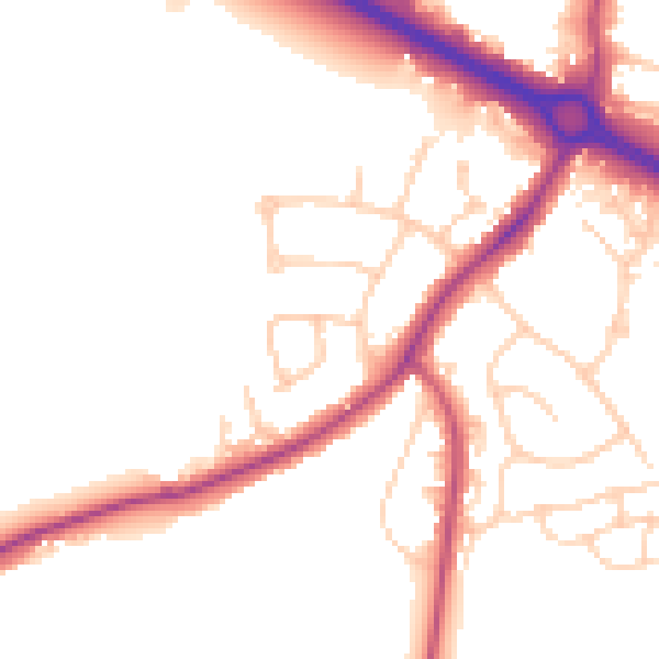 Daytime road noise heatmap for PO19 8QU