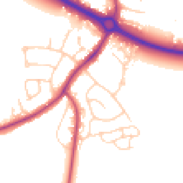 Daytime road noise heatmap for PO19 8RY