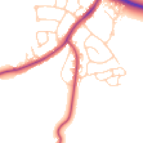 Daytime road noise heatmap for PO19 8SP