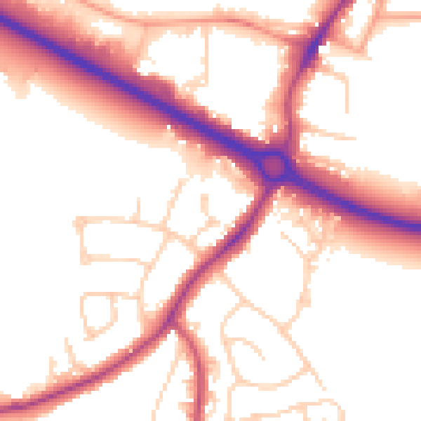 Daytime road noise heatmap for PO19 8XB