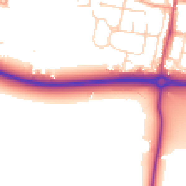 Daytime road noise heatmap for PO19 8XH