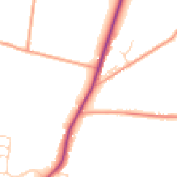 Daytime road noise heatmap for PO20 3BH