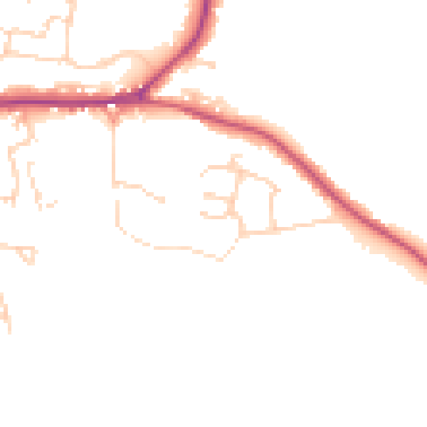 Daytime road noise heatmap for PO20 3XS