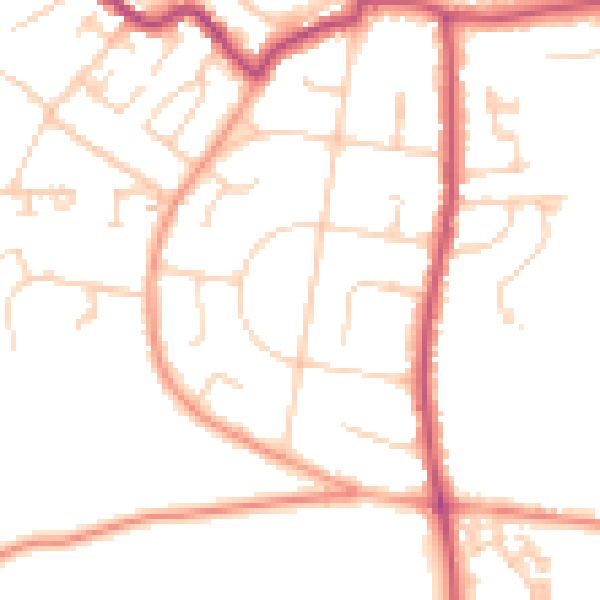 Daytime road noise heatmap for PO33 1BX