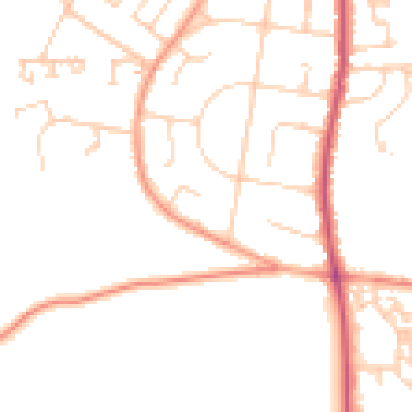 Daytime road noise heatmap for PO33 1DJ