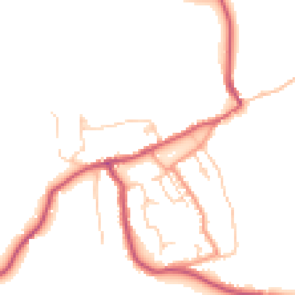 Daytime road noise heatmap for PO33 1UJ