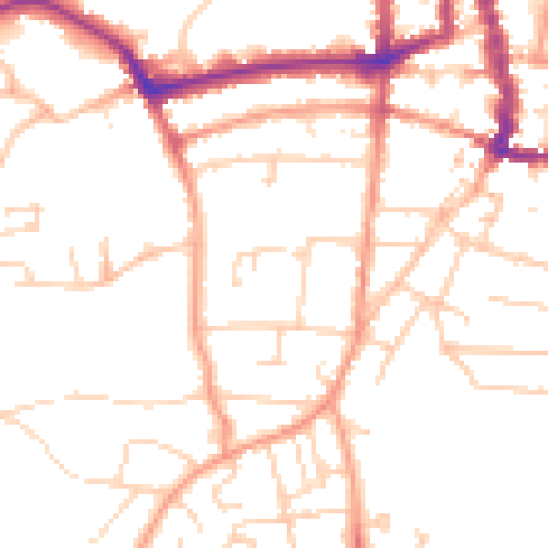 Daytime road noise heatmap for PO33 3DG