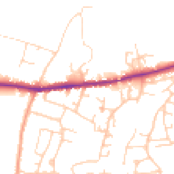 Daytime road noise heatmap for PO33 3HQ