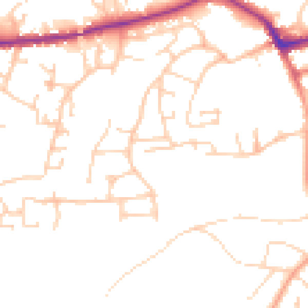 Daytime road noise heatmap for PO33 3LU
