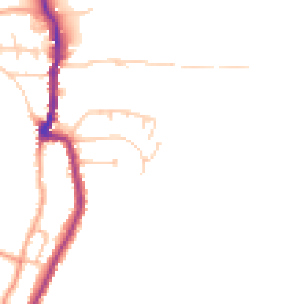 Daytime road noise heatmap for PO36 0AE