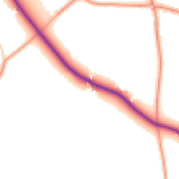 Daytime road noise heatmap for PO36 0AF