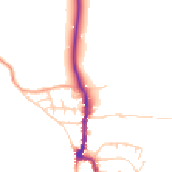 Daytime road noise heatmap for PO36 0AR