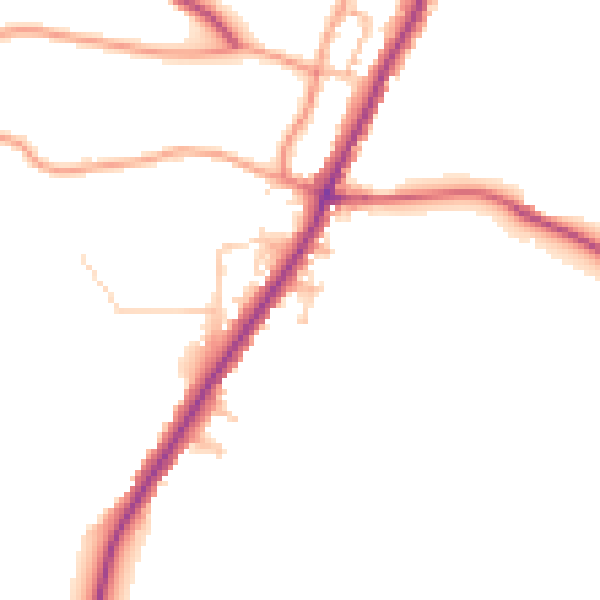 Daytime road noise heatmap for PO36 0BL