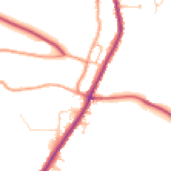 Daytime road noise heatmap for PO36 0BP