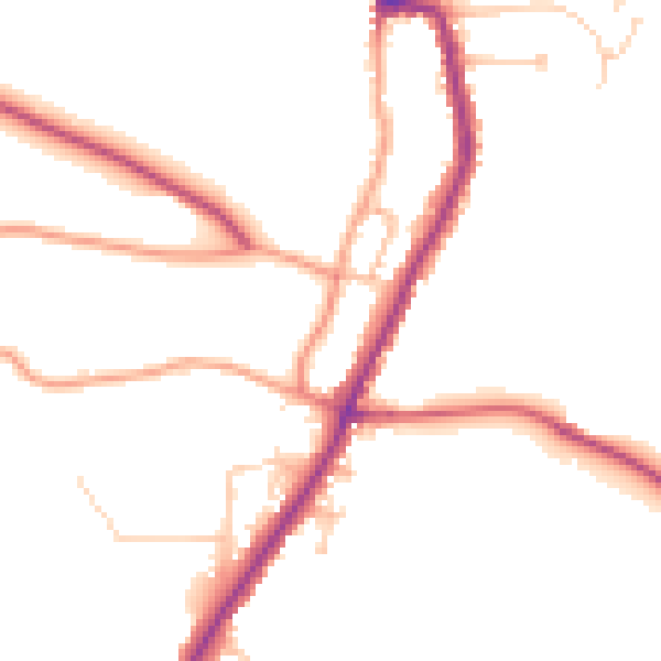 Daytime road noise heatmap for PO36 0BS